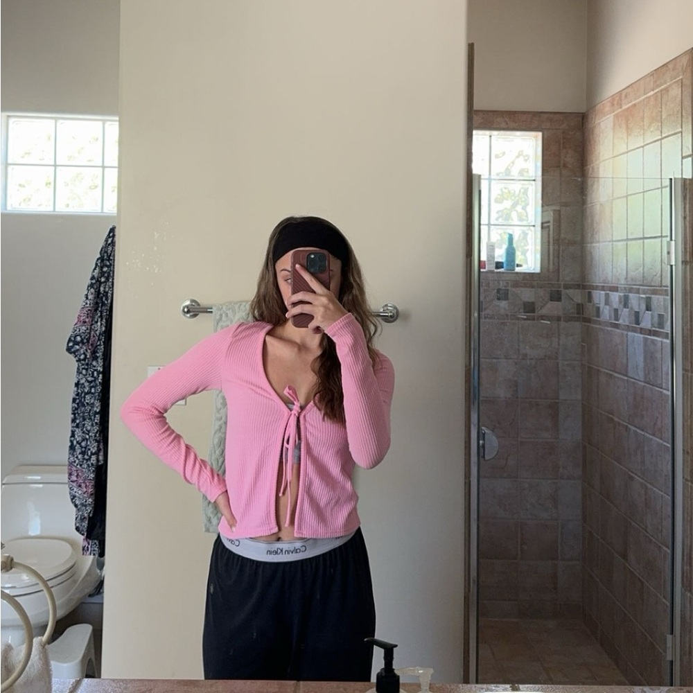 H&M Divided Tie Front Longsleeve - Pink